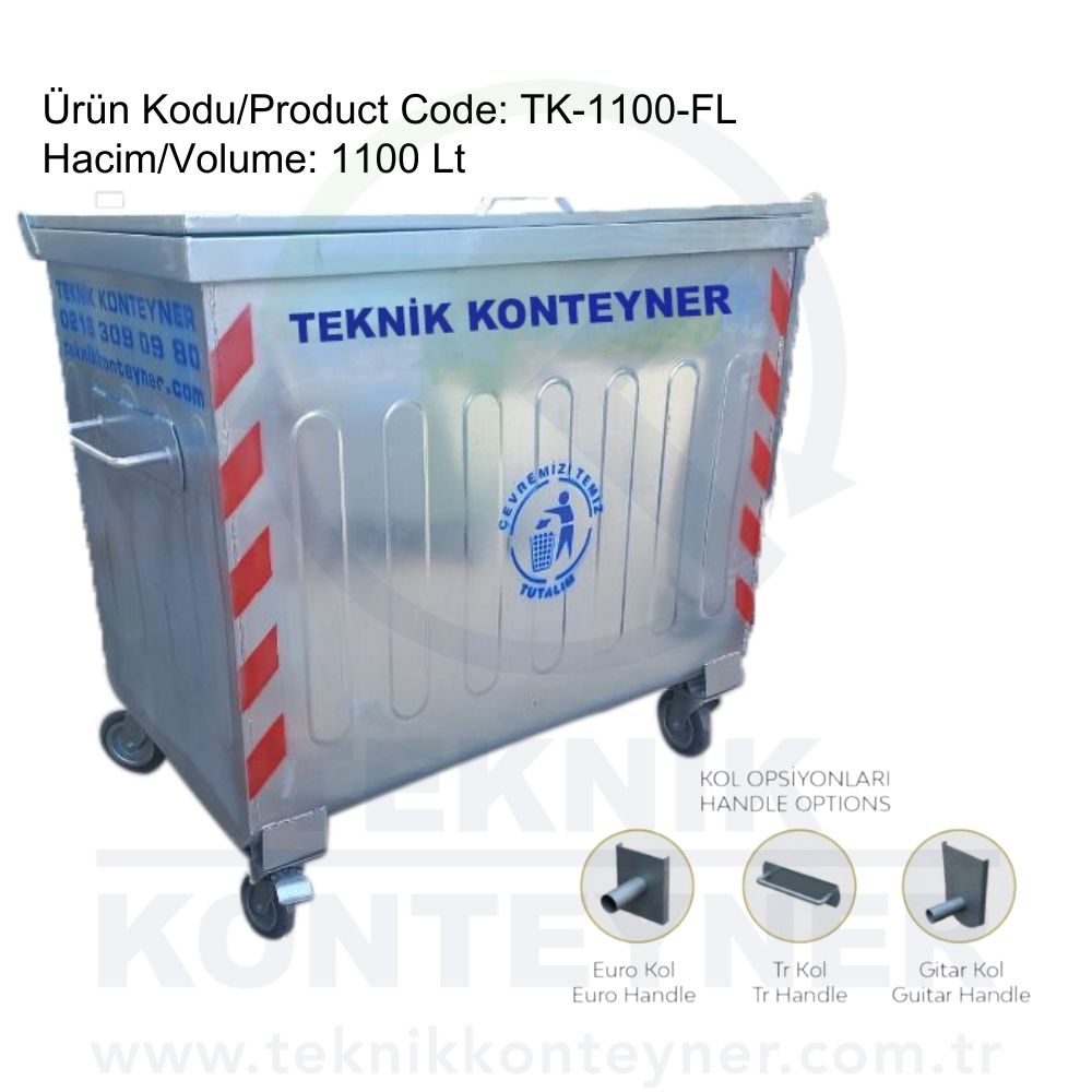 GALVANIZED WASTE CONTAINER Flat Lid 1100 Liter
