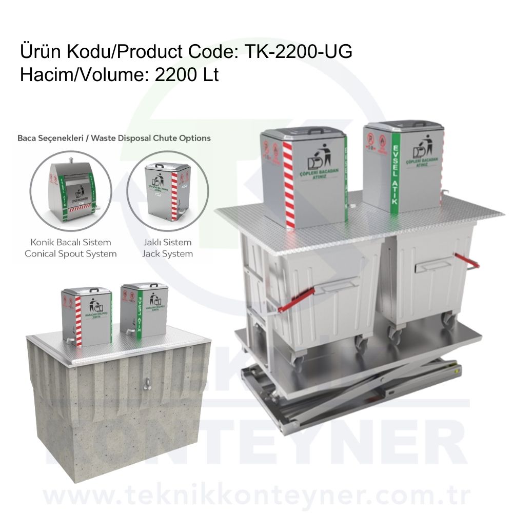 2200L Hydraulic Jack Underground Waste Container System